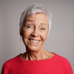 A senior member waving at the camera